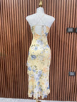 Vestido Floral Azul con Holán