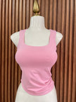 Top Básico Escote Cuadrado Rosa