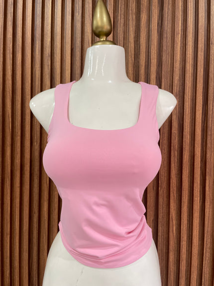 Top Básico Escote Cuadrado Rosa