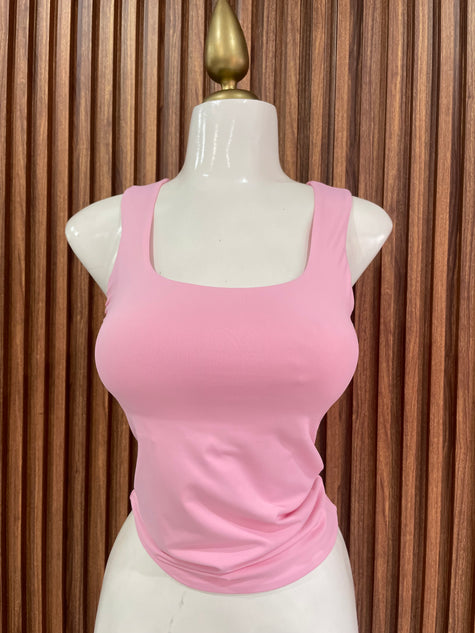 Top Básico Escote Cuadrado Rosa