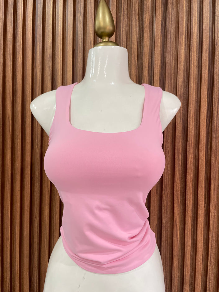 Top Básico Escote Cuadrado Rosa