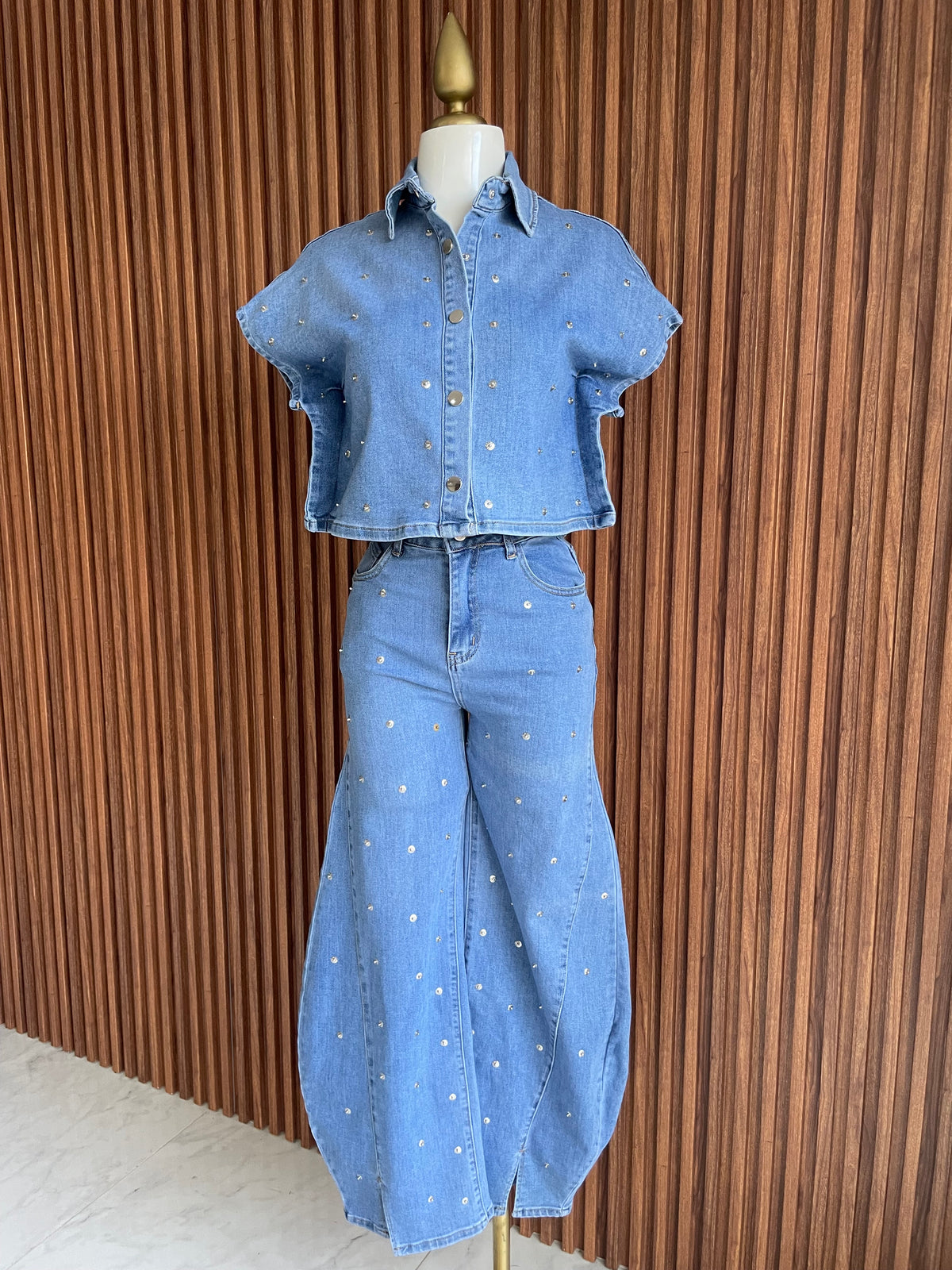Conjunto de mezclilla con pedreria Jash Online