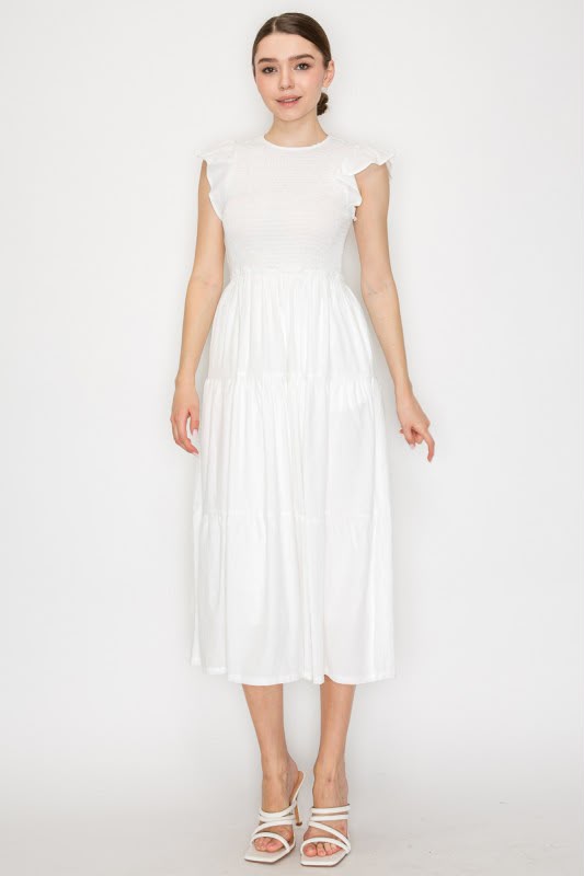 Vestido Midi Blanco con Olanes