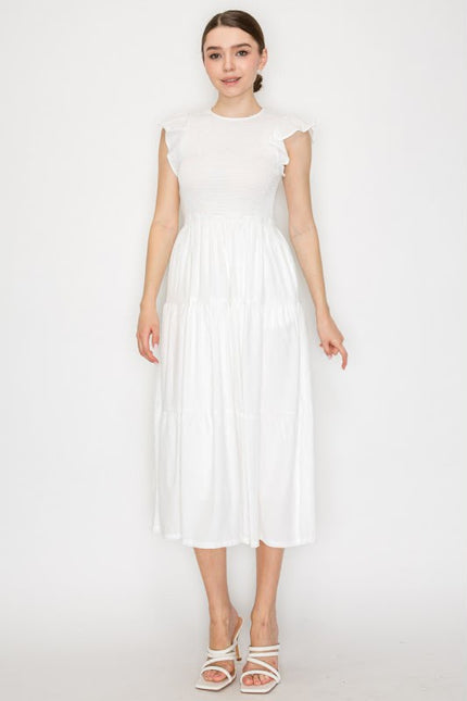 Vestido Midi Blanco con Olanes