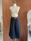 Conjunto Top y Falda Mezclilla con Cinturón Negro