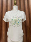 Playera Blanca Flor Bordada LOVE