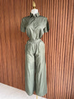 Conjunto camisa y pantalon wide leg verde olivo Jash Online