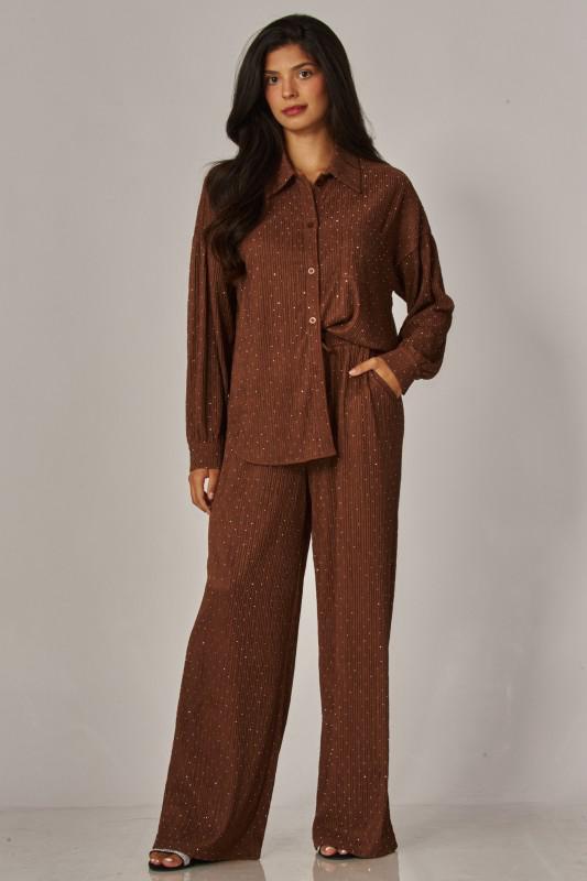 Conjunto Pantalón Texturizado Café