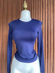 Blusa basica manga larga azul Jash Online