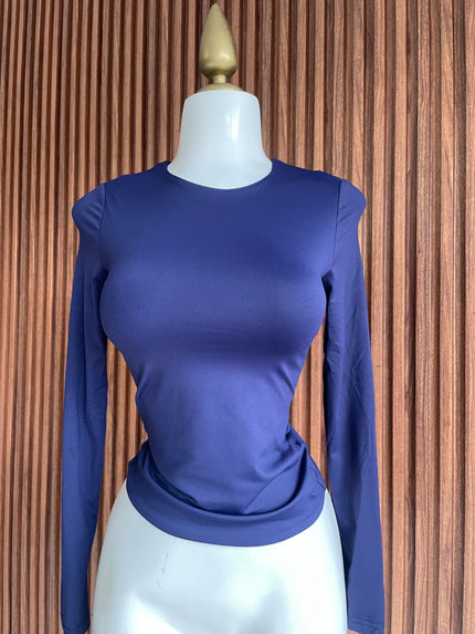 Blusa basica manga larga azul Jash Online