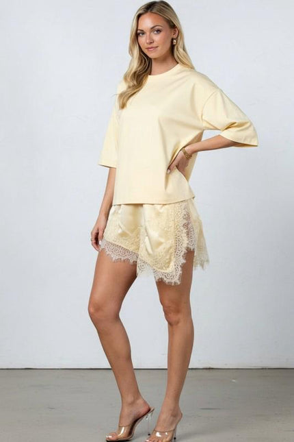 Set Short Encaje Amarillo