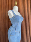 Conjunto Corsé y Pantalón Mezclilla con Remaches