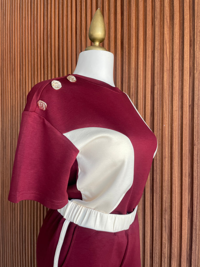 Conjunto Colorblock Vino y Crema