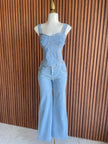 Conjunto Corsé y Pantalón Mezclilla con Remaches