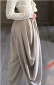 Pantalón harem beige de tiro alto vista de espalda Jash Online