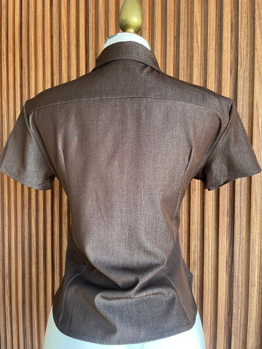 Blusa Napoleón Stretch Café
