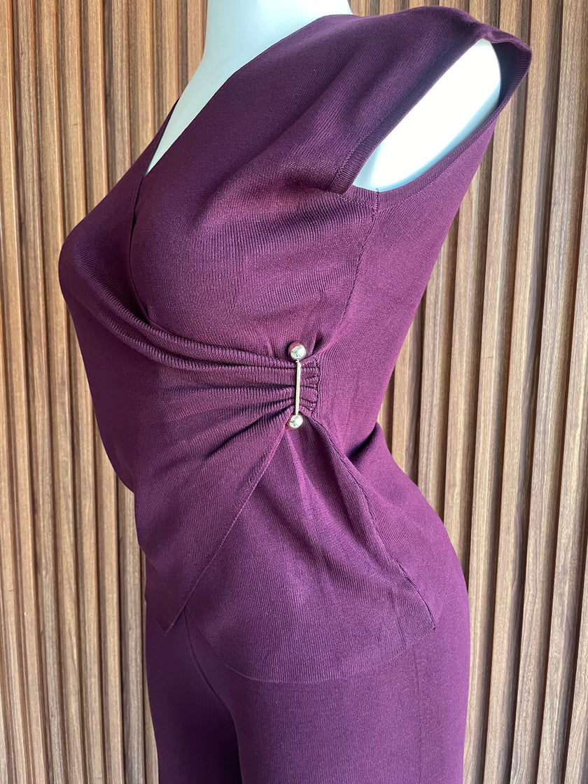 Conjunto Tejido Morado con Broche