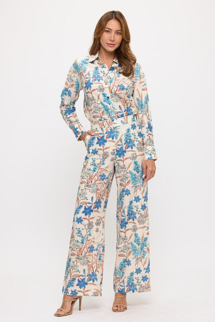 Conjunto Blusa y Pantalón Floral Mostaza Jash Online