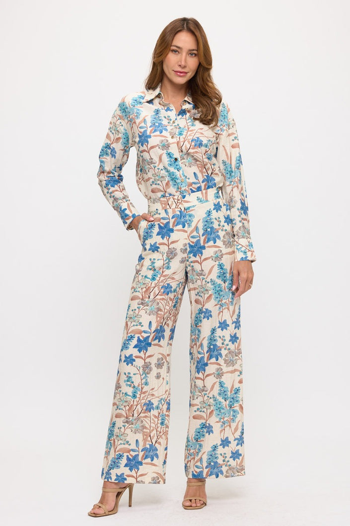Conjunto Blusa y Pantalón Floral Mostaza Jash Online