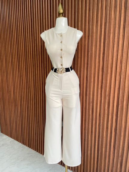 Jumpsuit Ivory con Cinturón