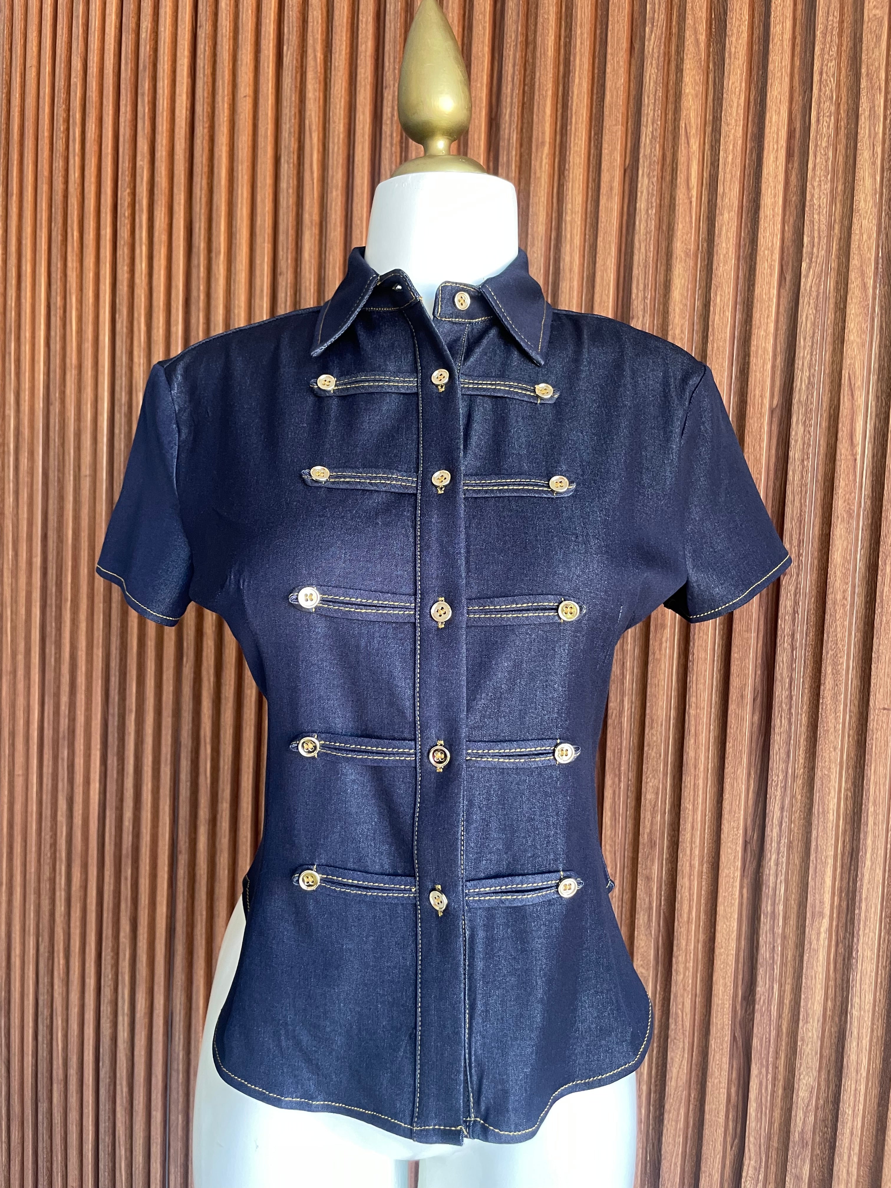 Blusa Napoleón Stretch Mezclilla Azul