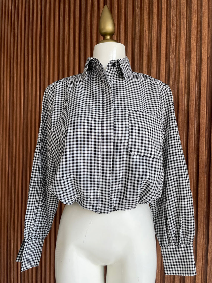 Blusa cuadros vichy blanco y negro Jash Online