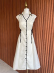 Vestido Ivory Vivos Negros con Amarre