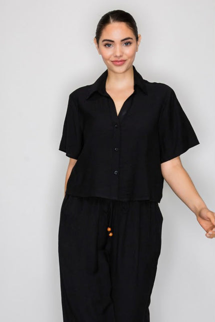 Blusa Negra Manga Corta