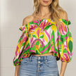 Blusa Floral Vibrante de Hombros Descubiertos