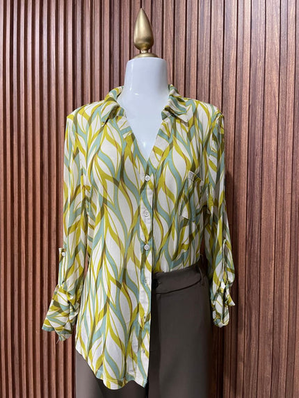 Blusa Mostaza y Verde Ondas