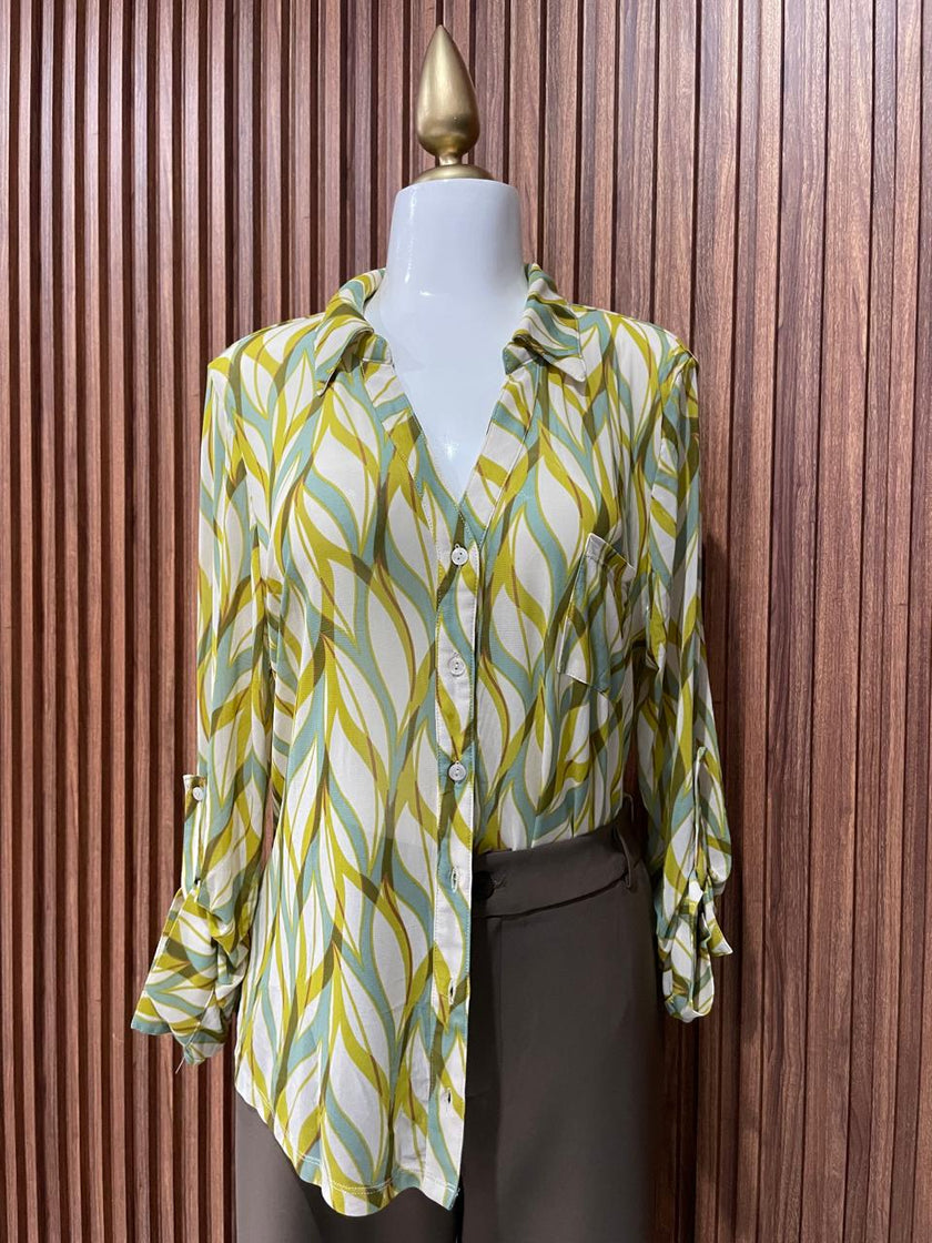 Blusa Mostaza y Verde Ondas