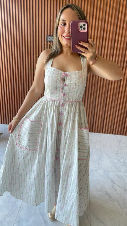 Vestido Maxi Floral Rosa selfie