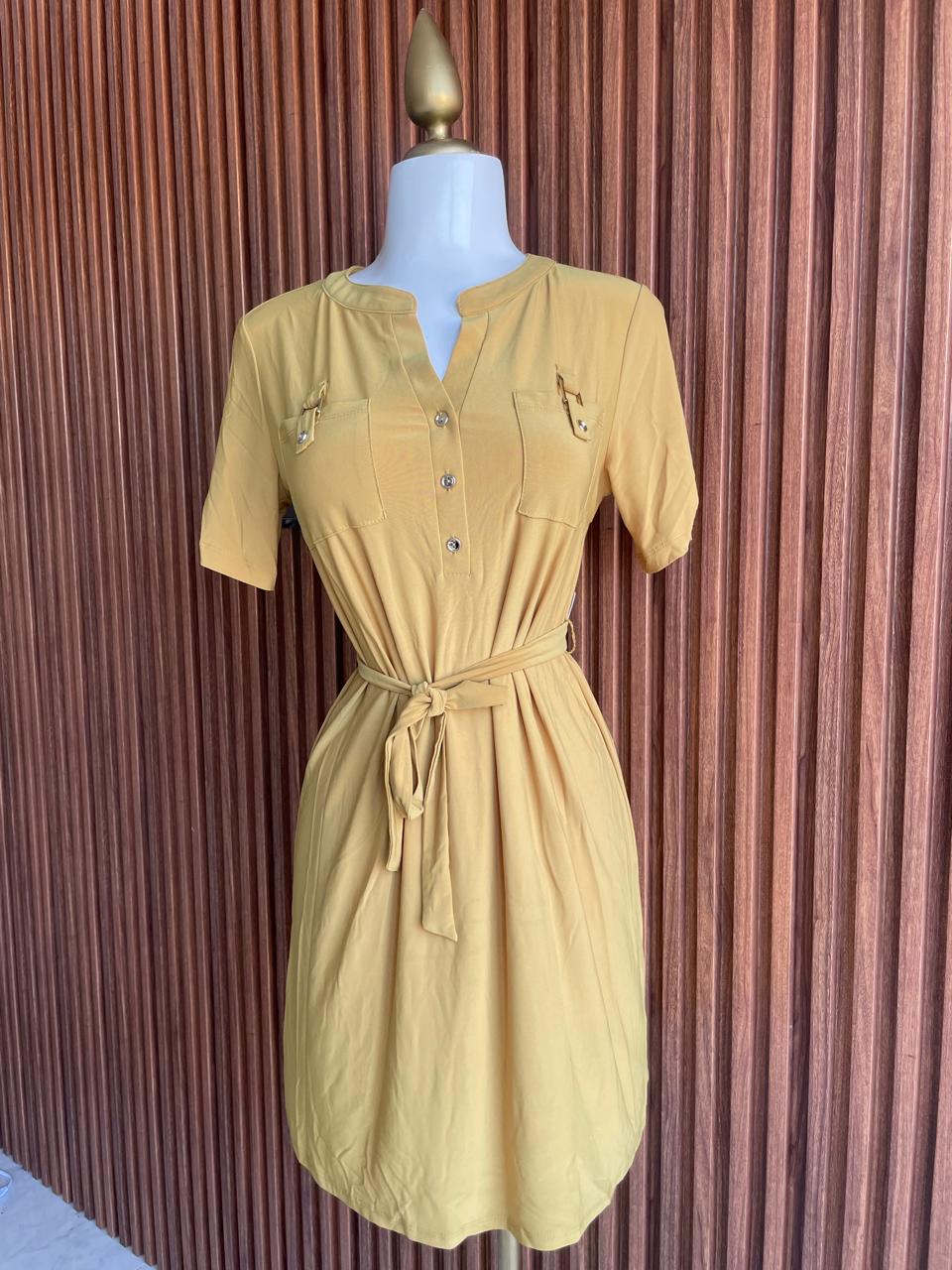 Vestido Mostaza con Cinturón