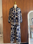 Conjunto Blusa y Pantalón Estampado Geométrico
