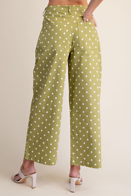 Pantalón Verde Olivo con Lunares