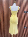 Vestido Amarillo Fruncido frontal