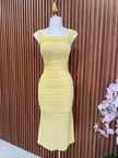 Vestido Amarillo Fruncido trasero