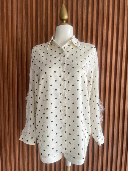 Blusa Polka Crema con Encaje