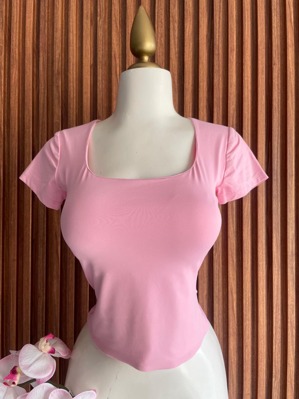 Top Manga Corta Rosa