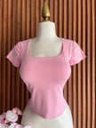 Top Manga Corta Rosa