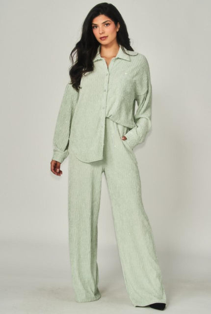 Conjunto Pantalón Texturizado Menta