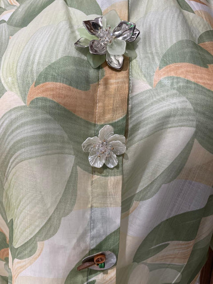 Blusa Verde Abstracta con Bolsita - detalle