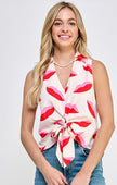 Blusa con Estampado de Labios Rojos