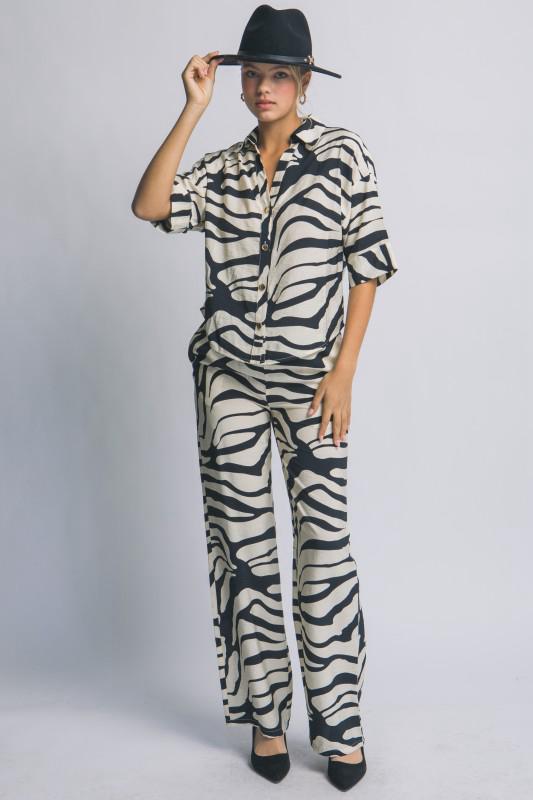 Conjunto Zebra Negro sombrero