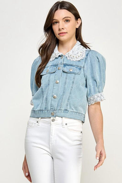 Chaqueta de mezclilla con encaje Jash Online