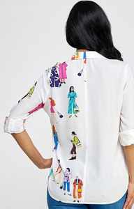 Camisa Casual con Estampado de Dibujos