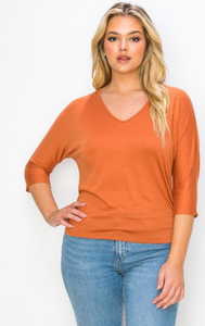 Blusa Naranja Versátil de cuello V