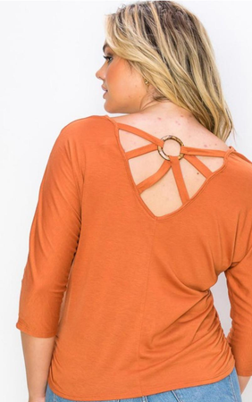 Blusa Naranja Versátil de cuello V