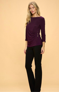 Blusa Larga Morada con Detalles de Botones