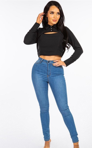 Elegante Crop Top Negro